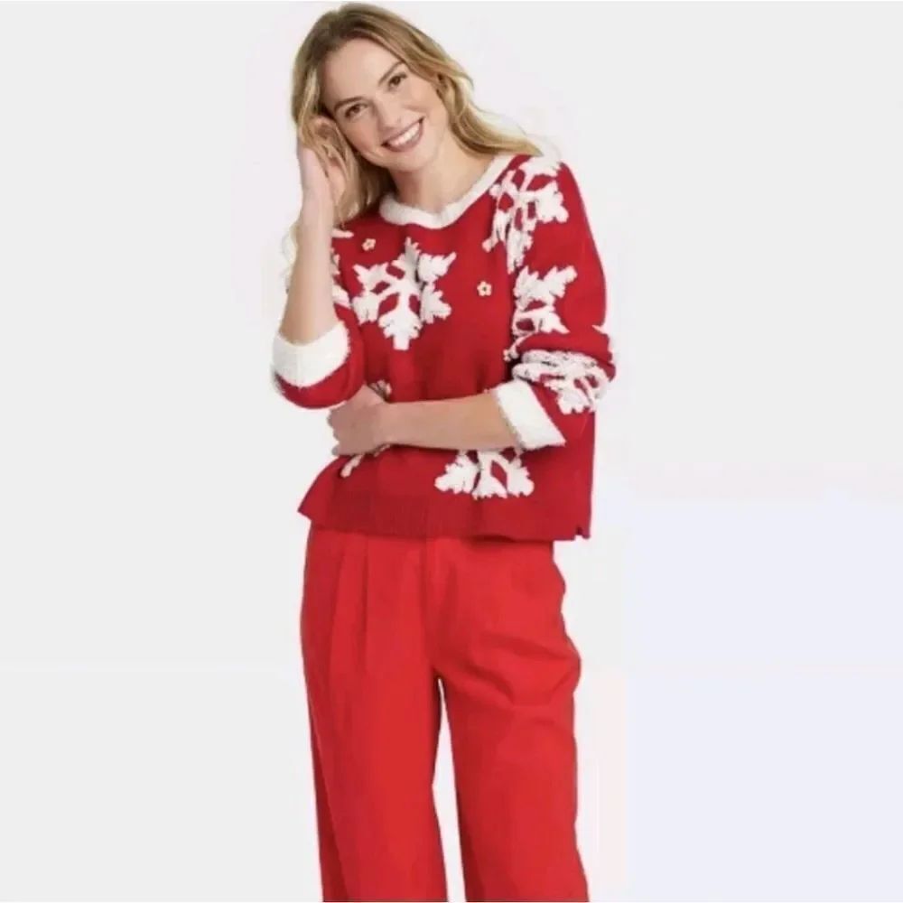 🆕❄️33 Degrees Women's Snowflake Christmas Festive Graphic Sweater